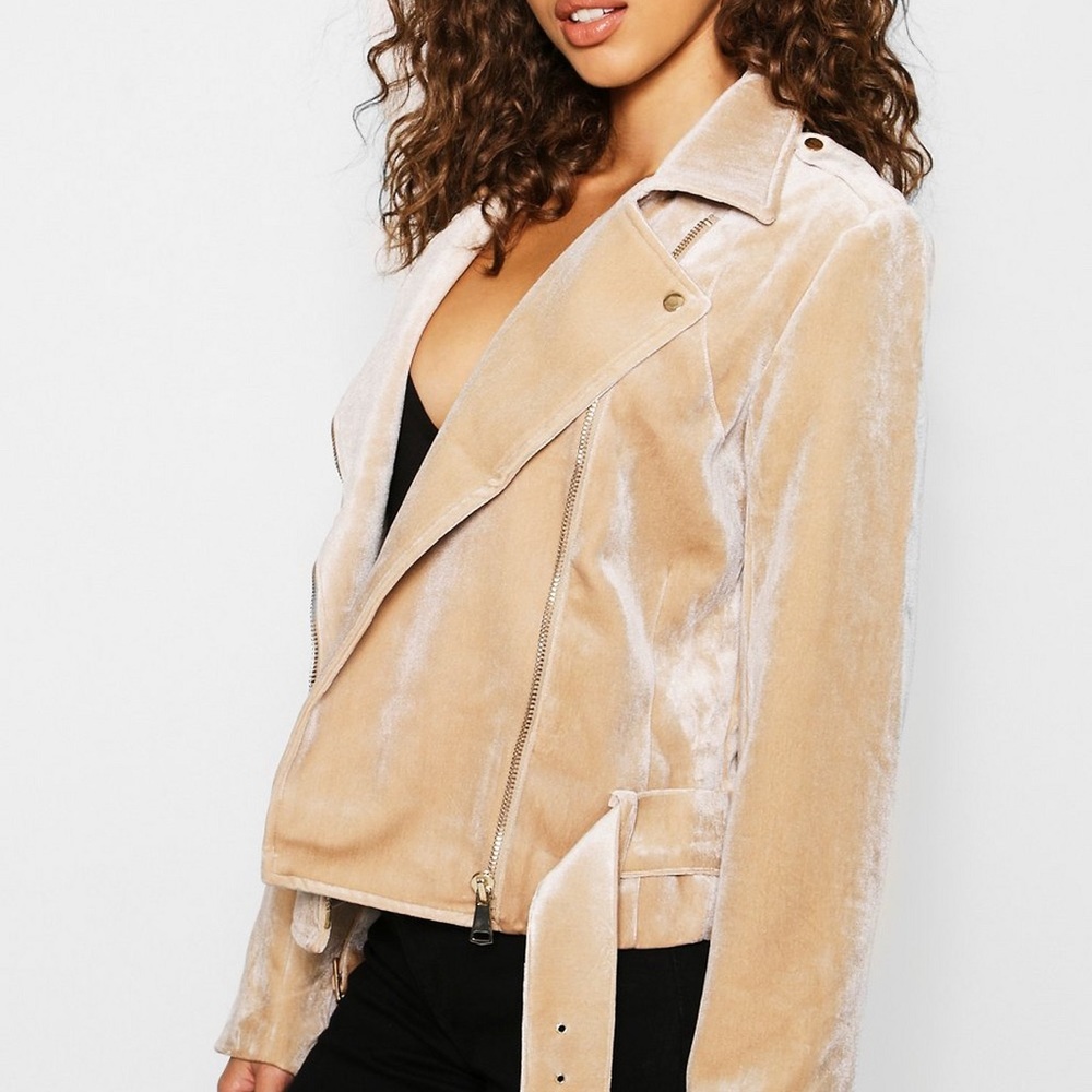 Boohoo Velvet Biker Jacket